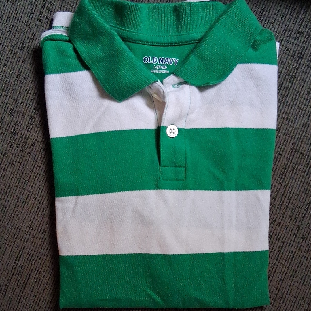 Old Navy Kids Polo In Green And White Stripes